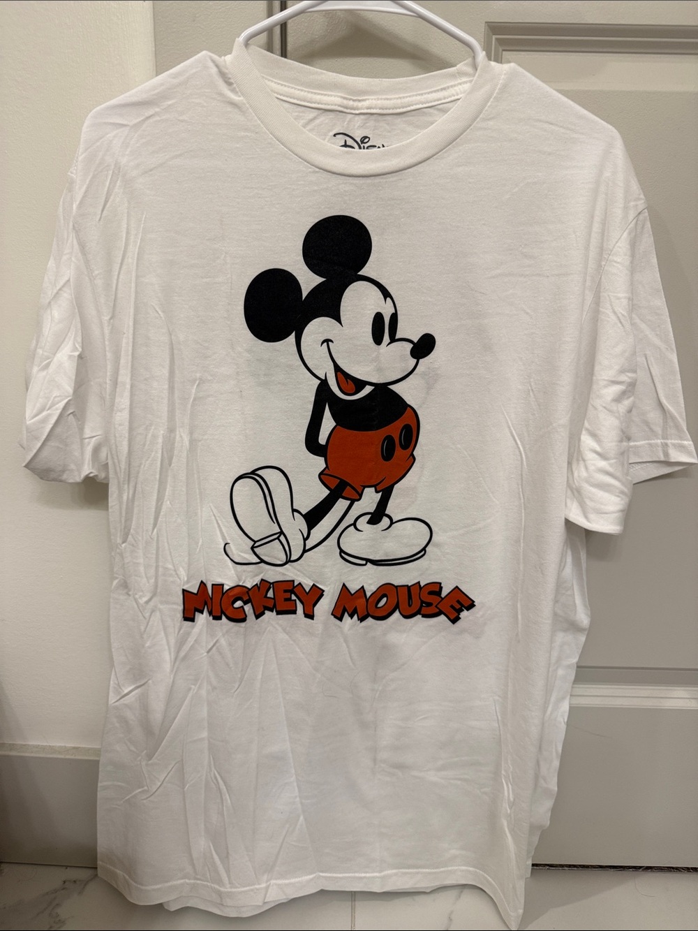 Disney White Tee with Classic Mickey in Red Shorts